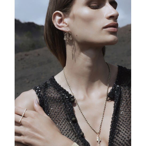 Marie Laure Chamorel sidabro auskarai su deimantų plokštelėmis Antique Gold